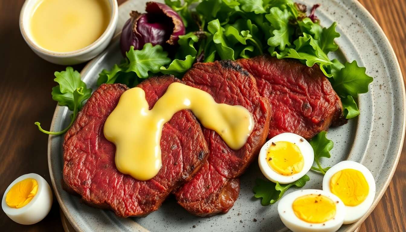 Bavette de boeuf Rouge des Flandres, salade mixte et sauce au babeurre : recette savoureuse