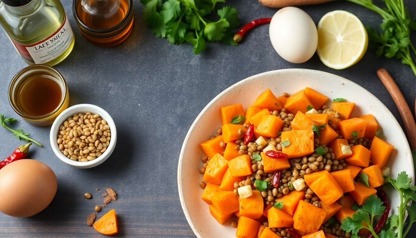 Salade de patate douce aigre-douce et épicée : recette savoureuse