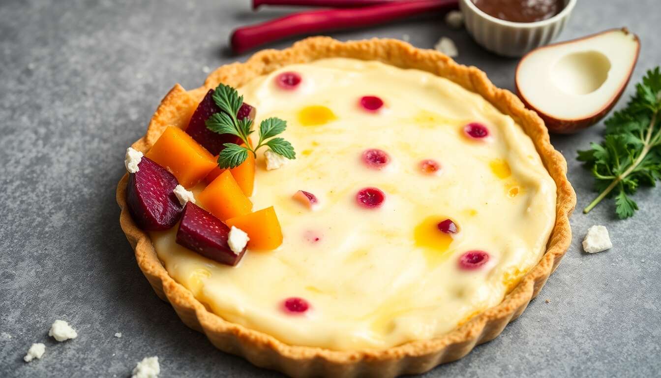 Recette : quiche à la betterave, butternut, oignon rouge et feta