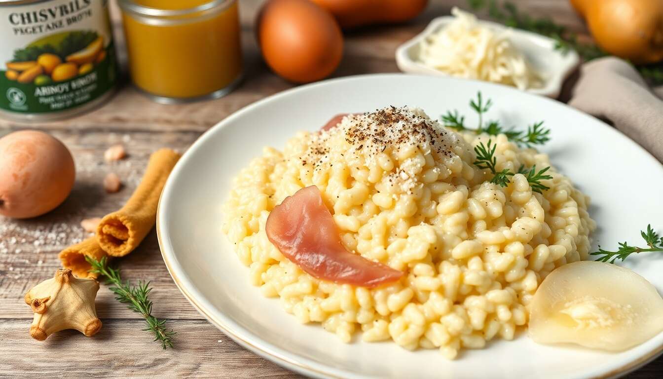 Risotto aux salsifis, pourpier d'hiver et jambon de Bayonne : recette savoureuse