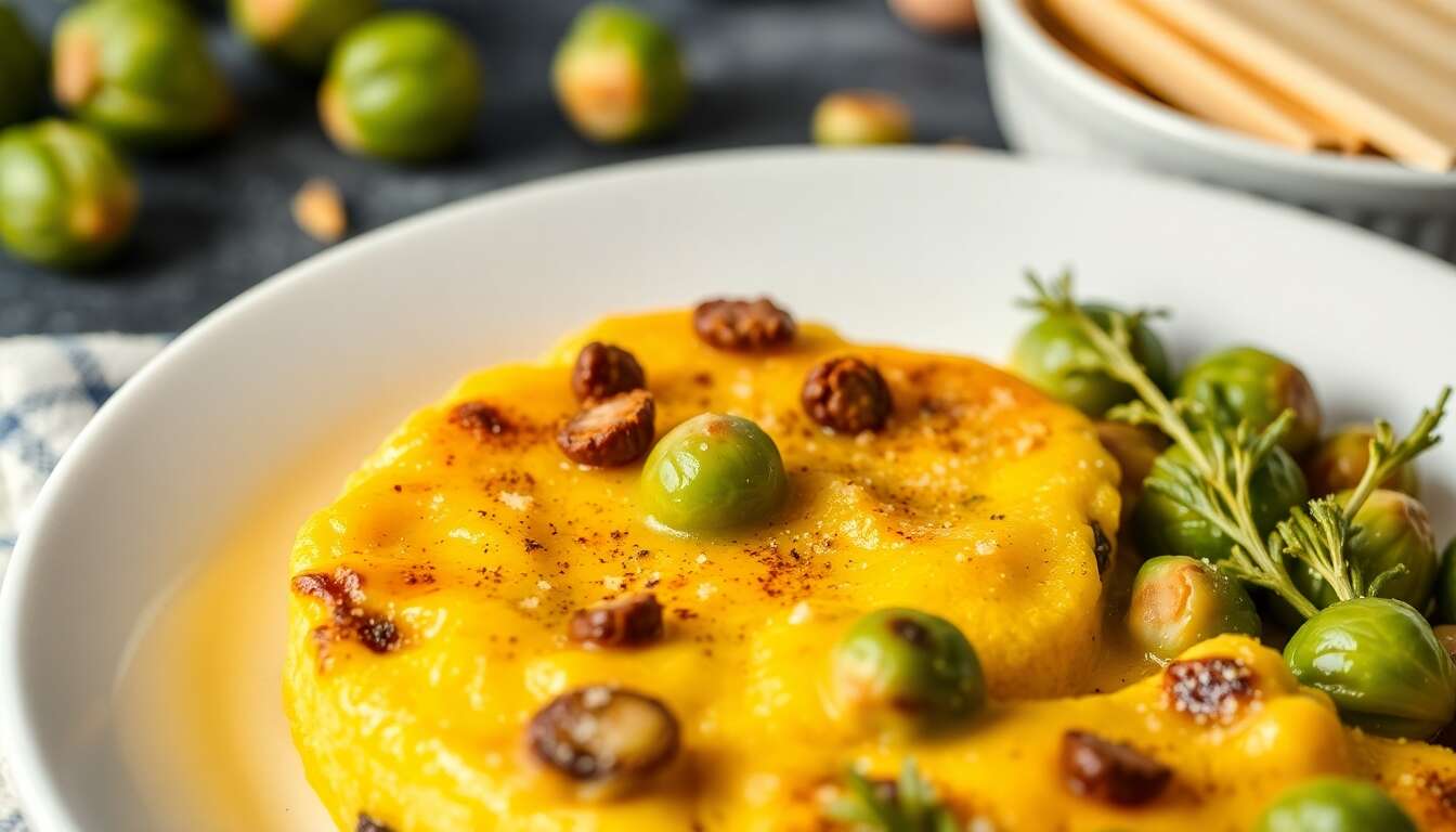Recette : flans de polenta aux choux de Bruxelles