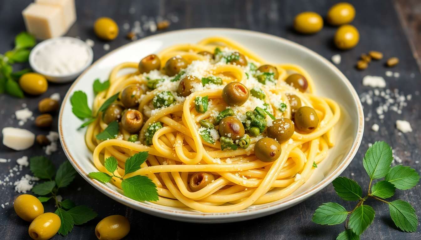 Tagliatelle au pesto d'olives vertes : recette savoureuse