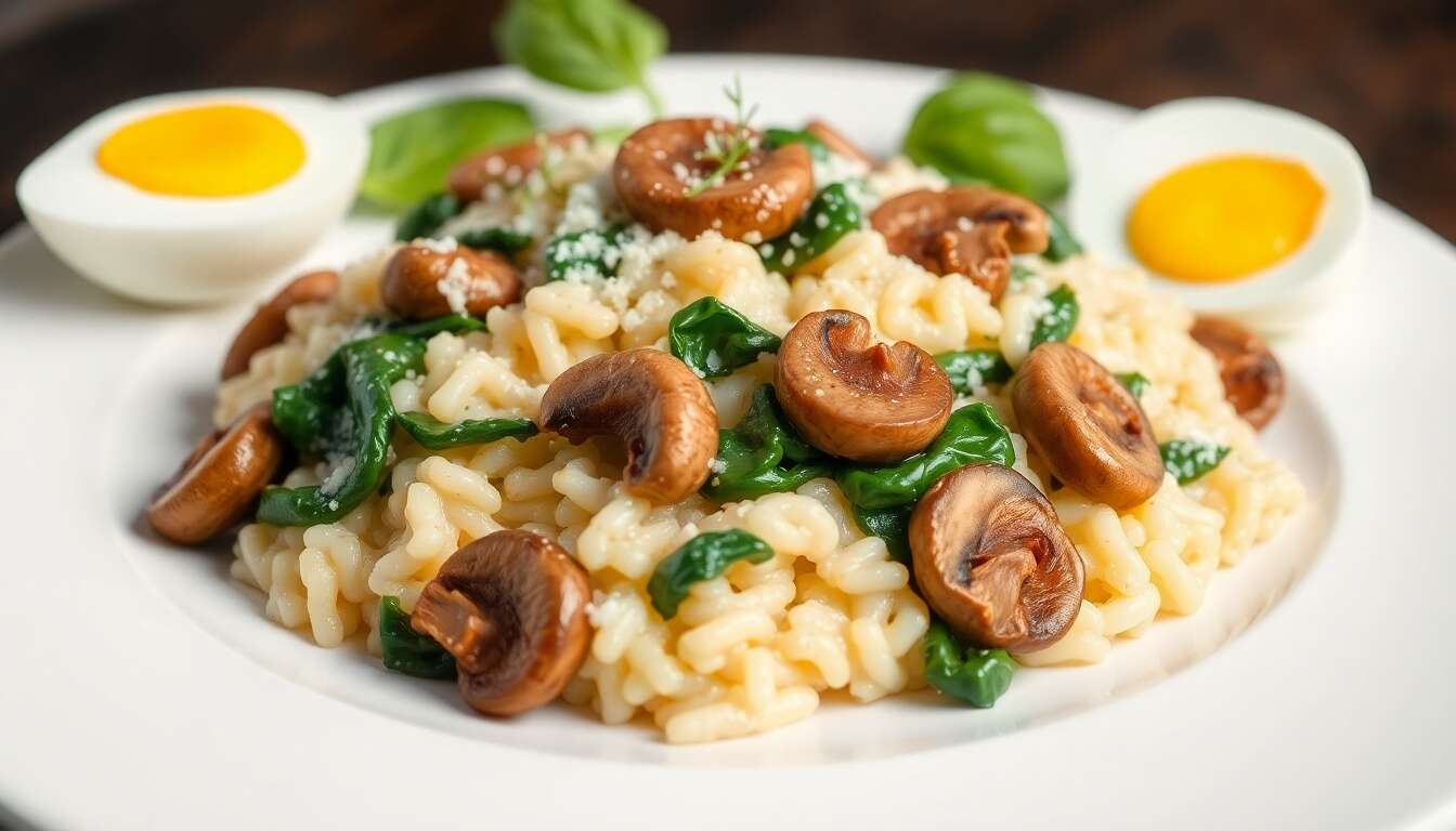Risotto Zorba aux champignons et épinards : que faire avec un surplus de sauce à l'ail ?