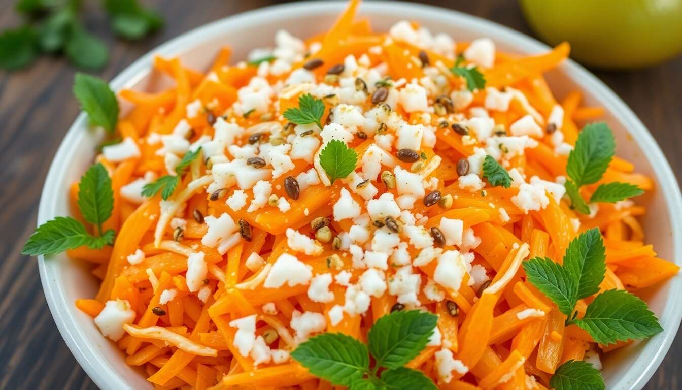 Salade de carottes et coco à l'indienne : recette Gajaar Naarijal Salaad