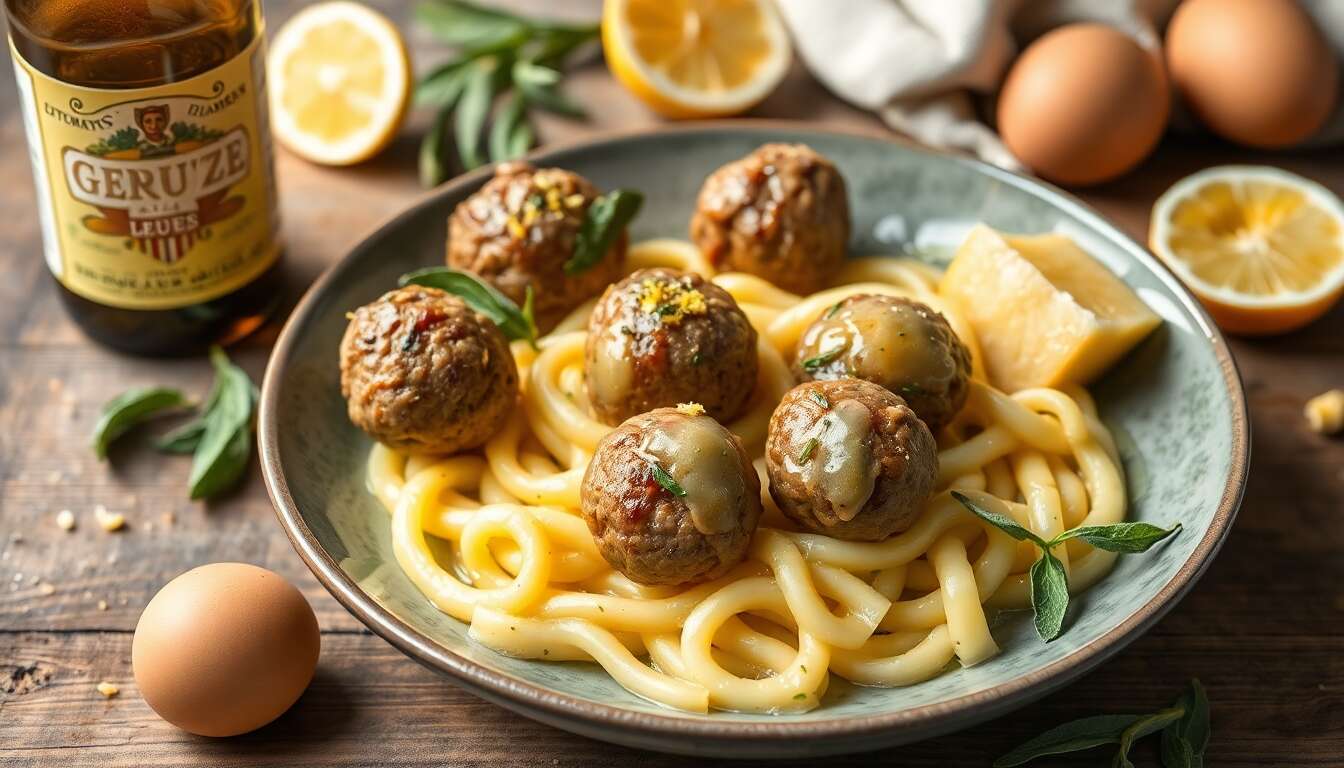 Boulettes à la marolienne : recette de geuze, topinambours et gnocchi au beurre de sauge citronnée