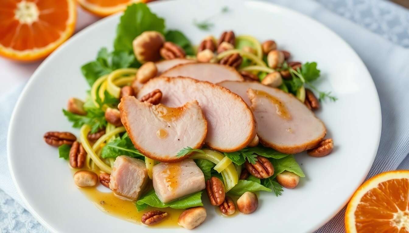 Salade croquante : rocamadours, canard et vinaigrette à l'orange