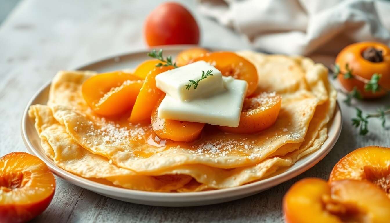 Délice de crêpe épaisse aux abricots