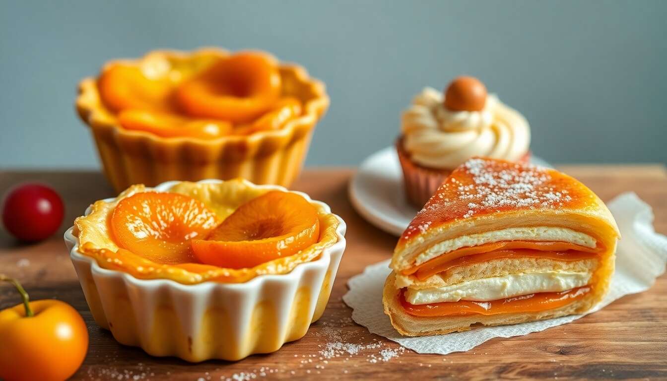 3 délices aux abricots : clafoutis, abricots rôtis et millefeuille