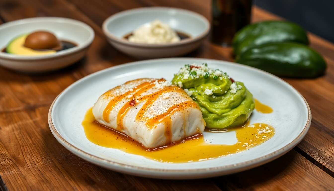 Roussette laquée, crème d'avocat et chèvre : recette gourmande de saison