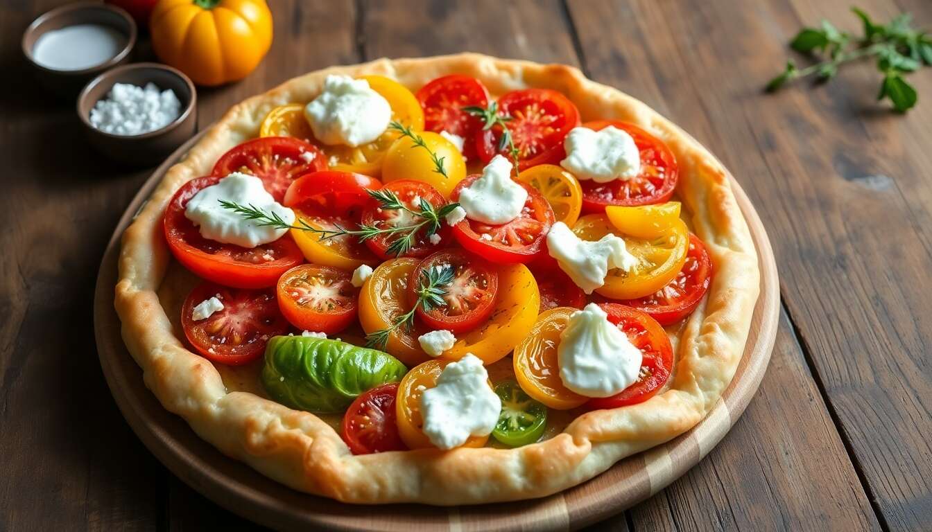Recette de tarte aux tomates multicolores