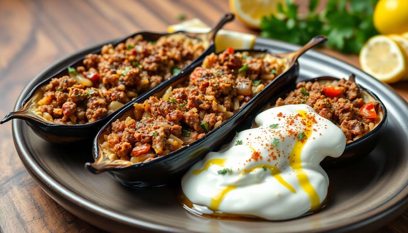 Aubergines farcies à la turque : recette au yaourt citronné