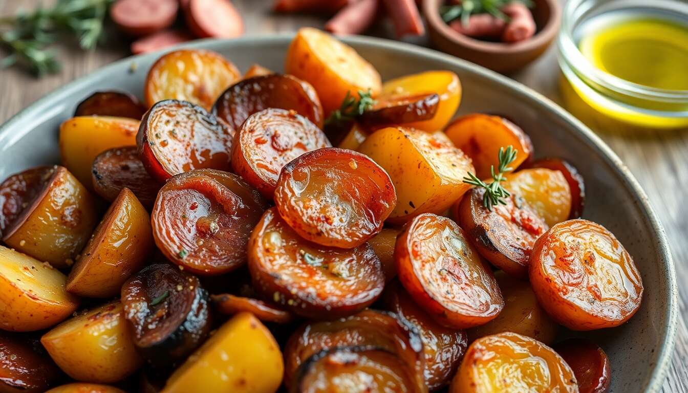 Grenailles rôties : recette d'oignons fondants et chorizo