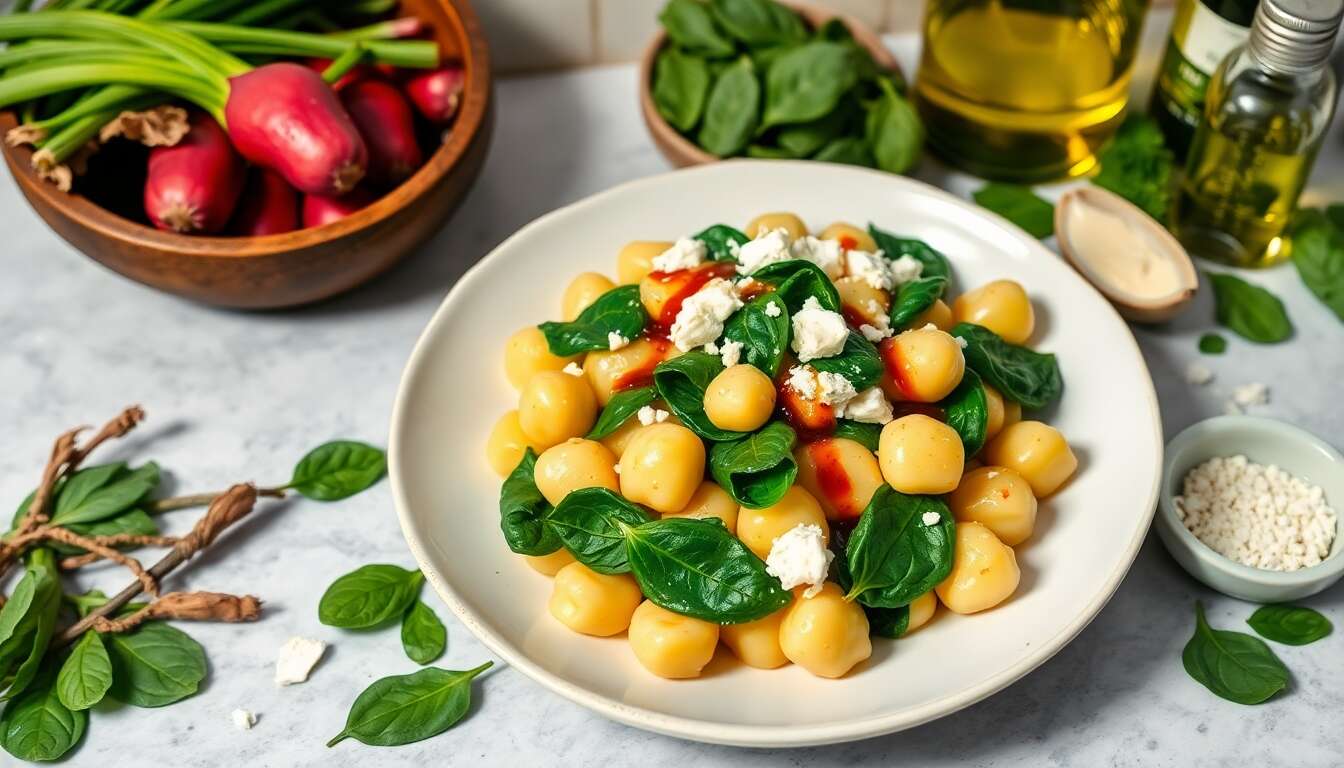 Wok de gnocchi, pleurotes et épinards : recette gourmande au chèvre et soja