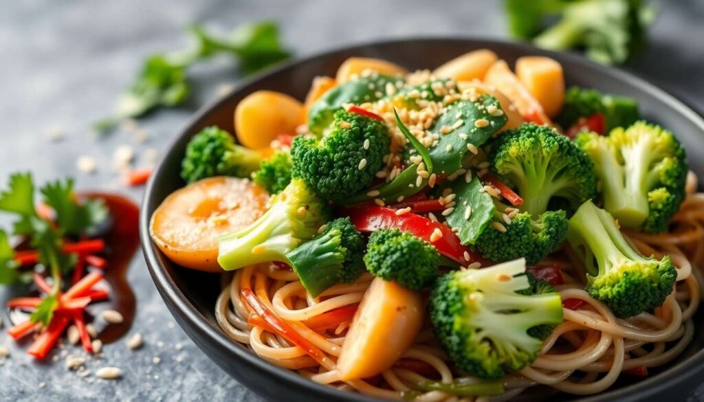 Wok de brocoli, mizuna et ventrèche de thon : recette savoureuse