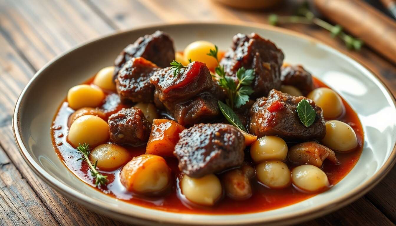 Joues de bœuf braisées, gnocchis et poireaux confits : une recette savoureuse
