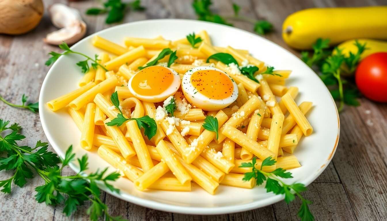 Recette de penne aux puntarelle et œufs