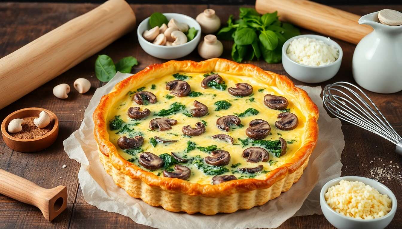 Recette de quiche aux épinards et champignons
