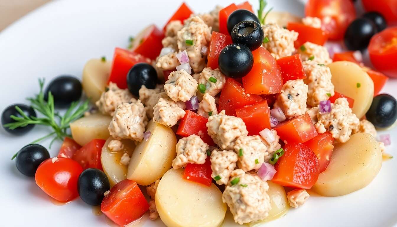Recette : salade de pommes de terre, thon et tomates savoureuse