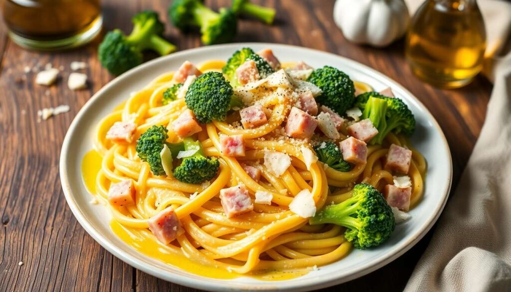 Recette de pâtes au brocoli et jambon