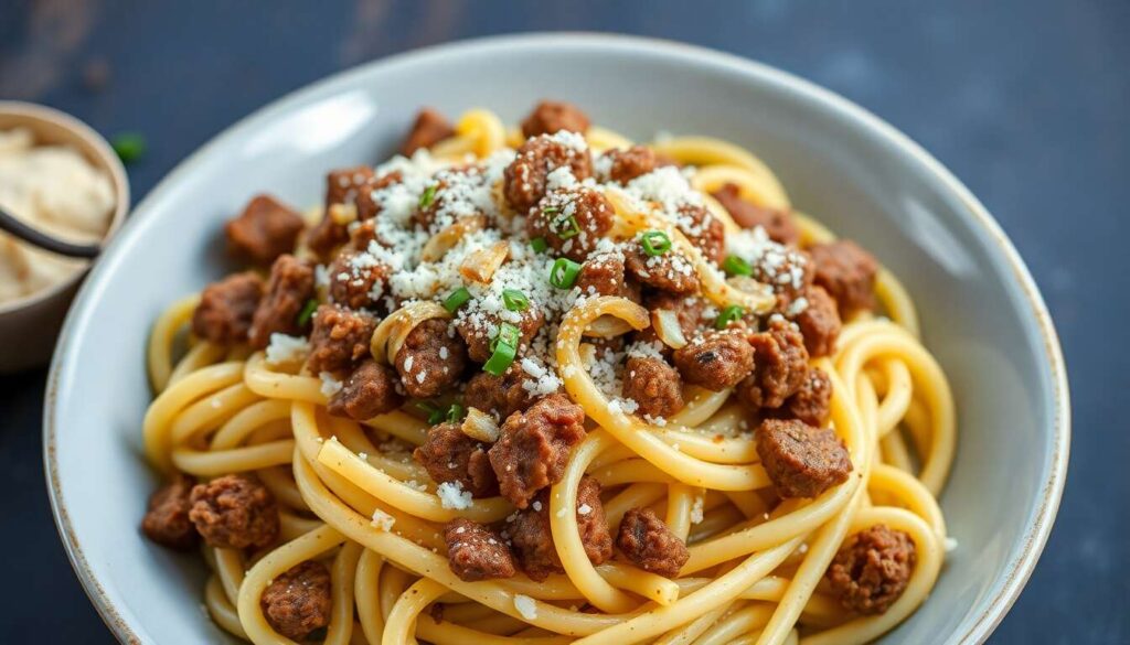 Recette de bucatini au laap d'agneau