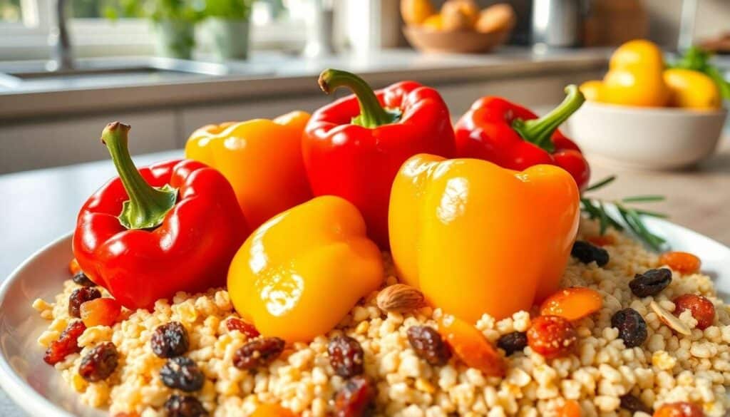 Recette : poivrons aigre-doux et semoule aux fruits secs