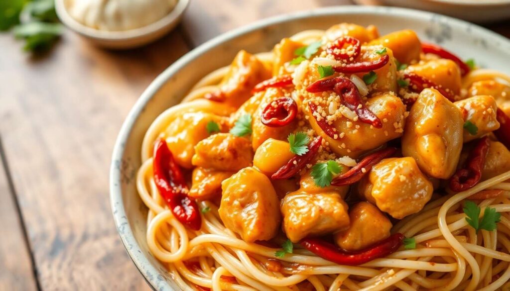 Recette de poulet asiatique aux vermicelles de riz