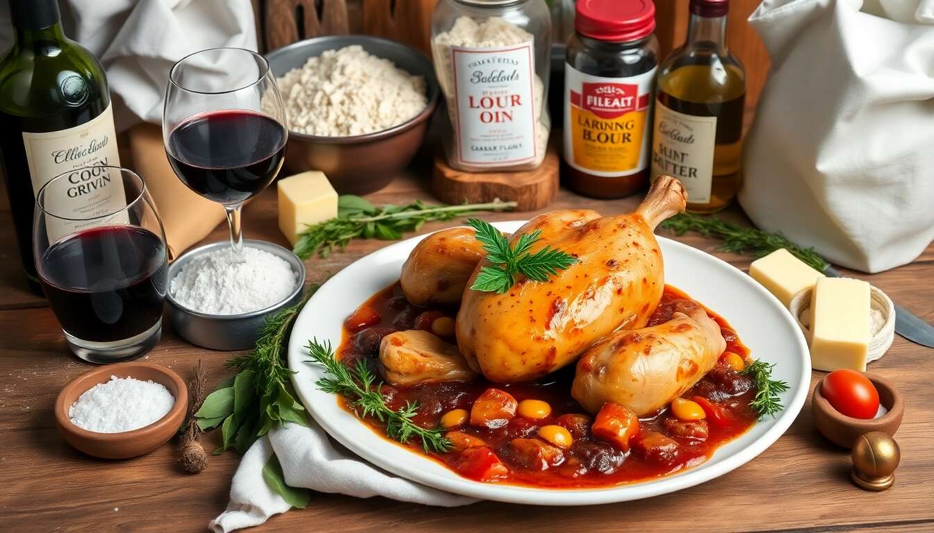 Recette traditionnelle du coq au vin