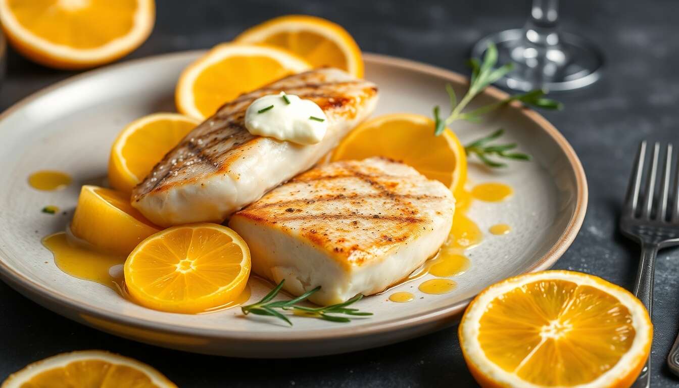 Filet de tacaud à l'unilatérale : fondue de poireaux au beurre de gingembre, sauce à l'orange
