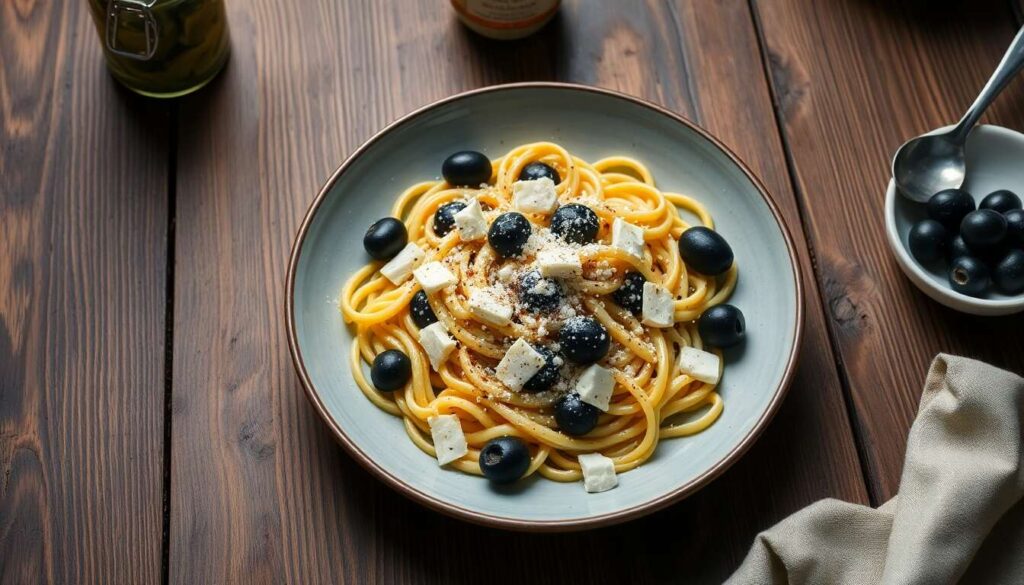 Recette de pasta foglie d'ulivo aux artichauts, olives et mozzarella