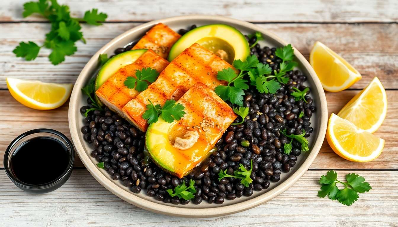 Salade de saumon, avocat rôti et lentilles beluga : une explosion de saveurs exotiques