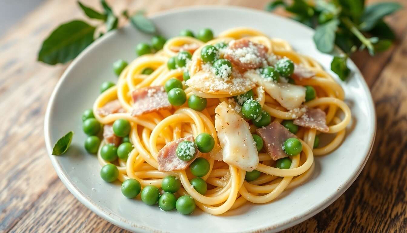 Recette de casarecce aux petits pois, spianata et crème de scamorza fumée