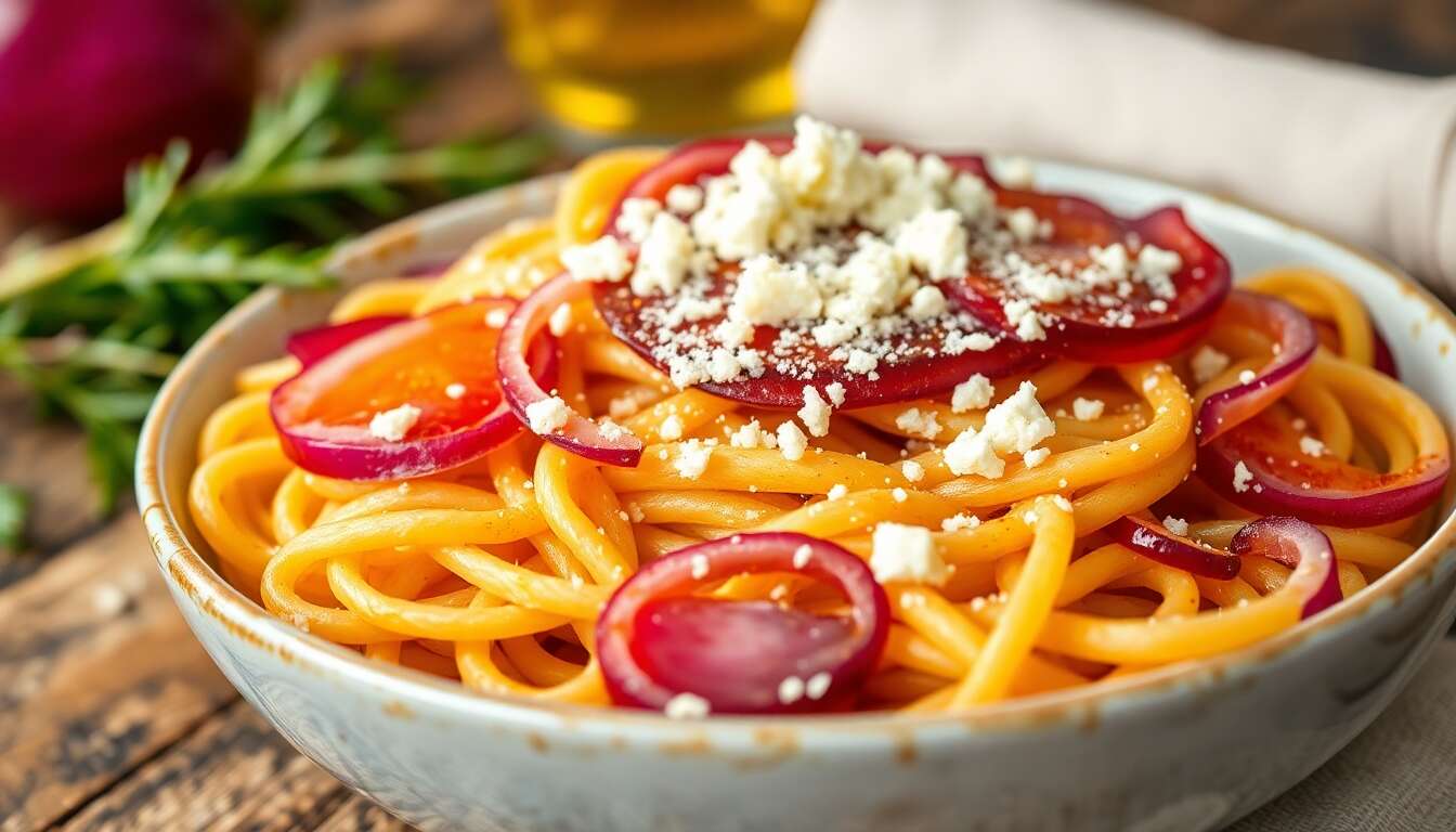 Casarecce aux oignons rouges de Tropea : recette calabraise authentique