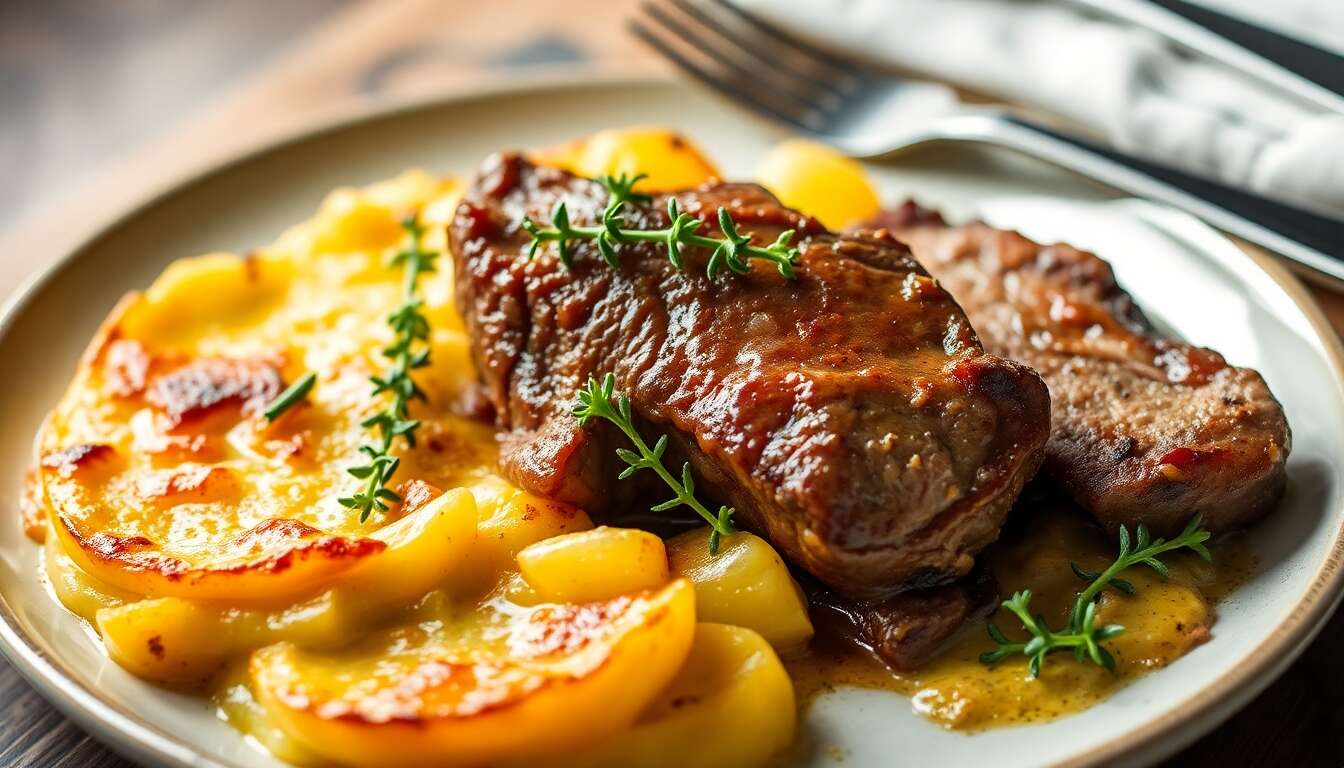 Selle d'agneau : recette gourmande avec flageolets et gratin dauphinois