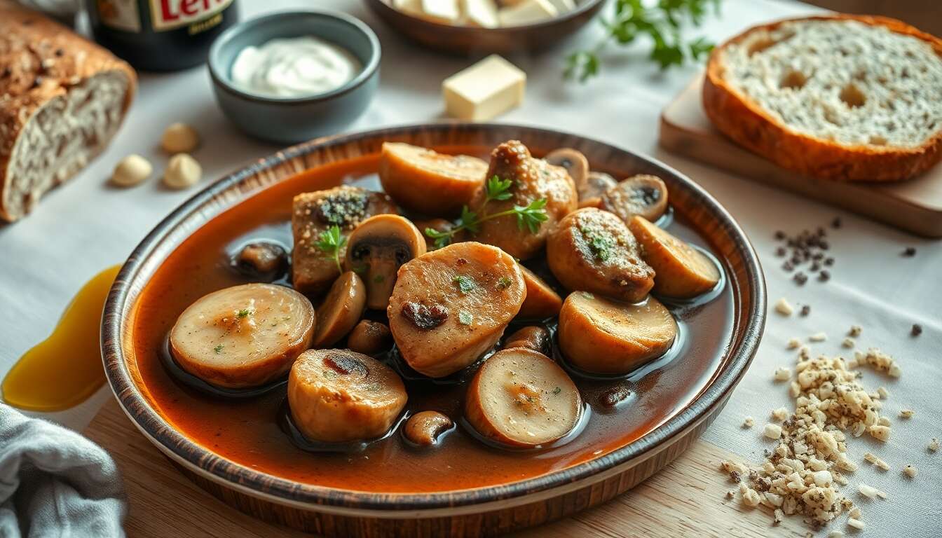 Poulet à la Leffe Brune : recette aux Champignons et Estragon