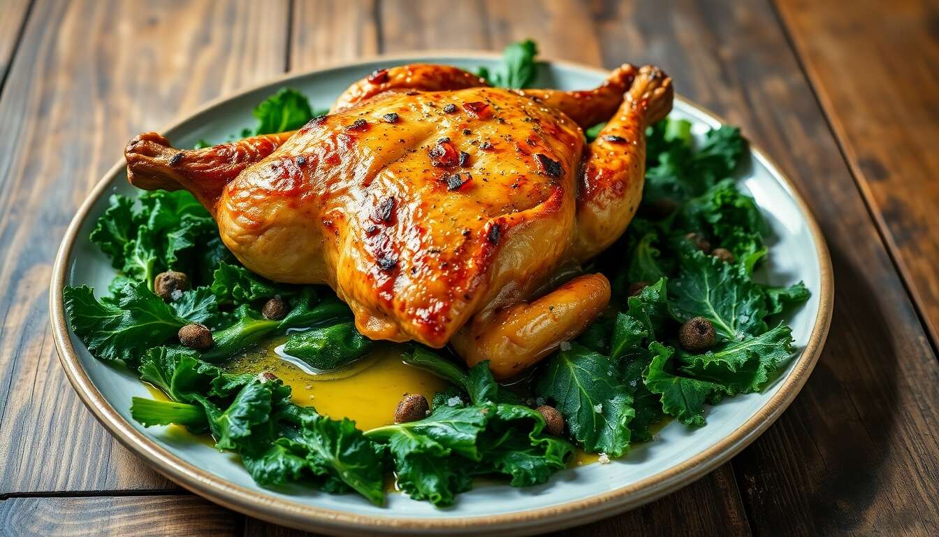 Pintade rôtie au chou frisé : recette savoureuse et facile