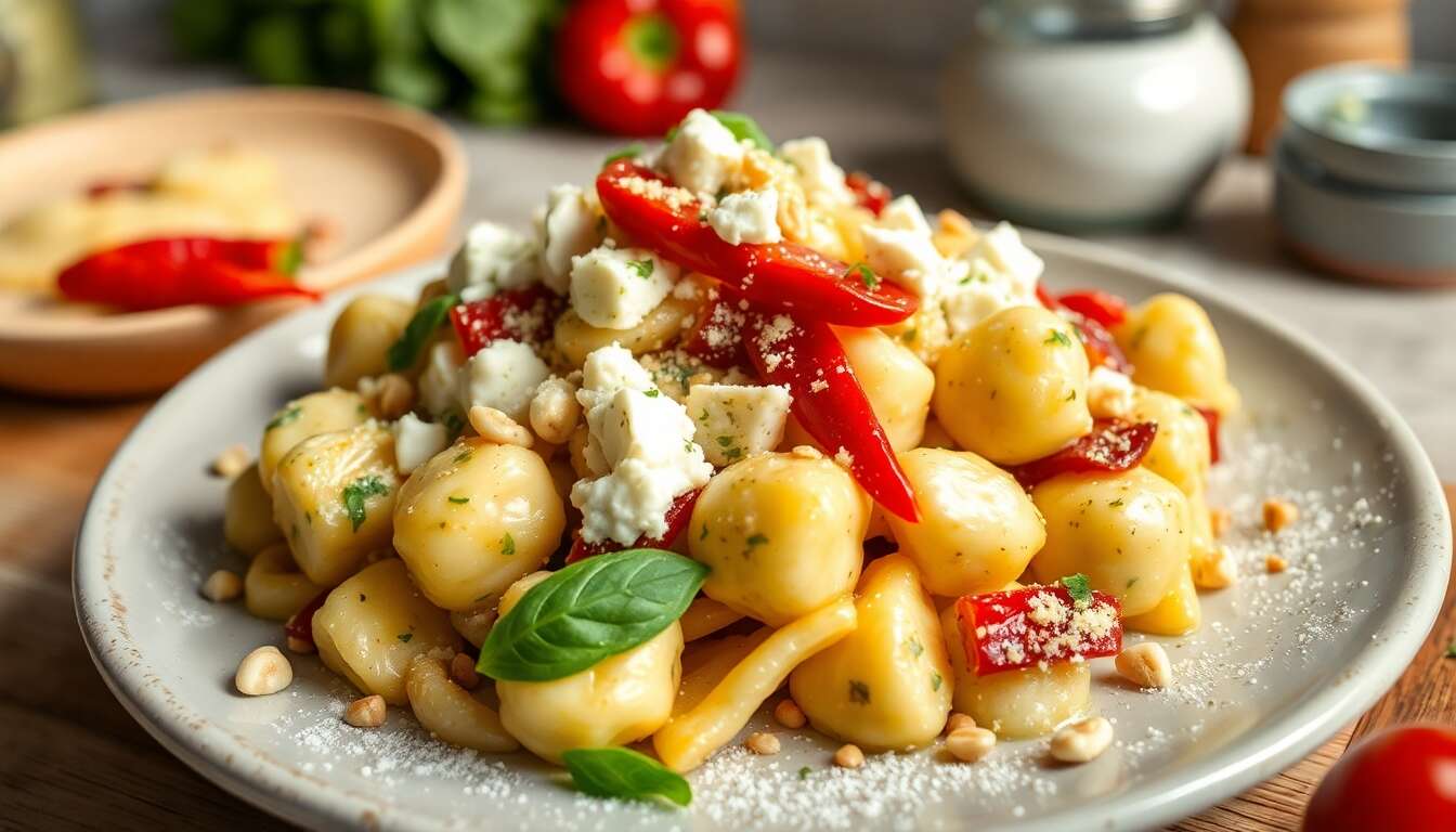Gnocchi au pesto de piquillos et gorgonzola : une recette savoureuse