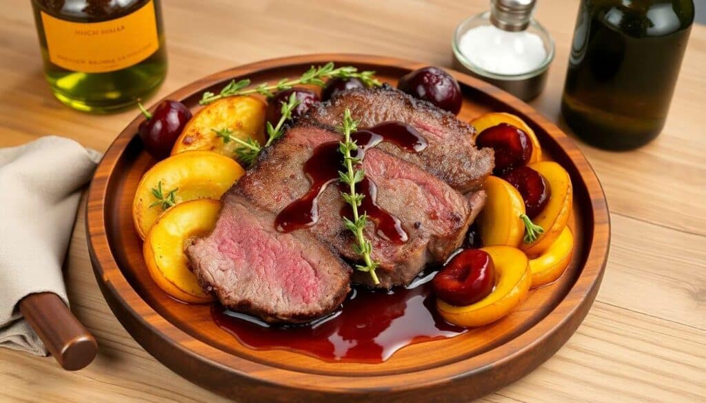 Filet mignon de porc Mangalica : recette gourmande aux betteraves et cerises