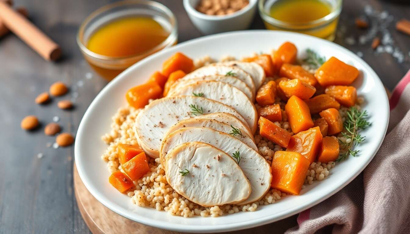 Boulgour au poulet, carottes rôties et abricots secs : une recette savoureuse