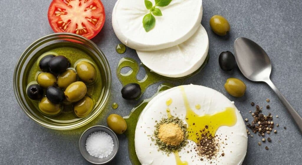 Recette : mozzarella et salsa d'olives savoureuse