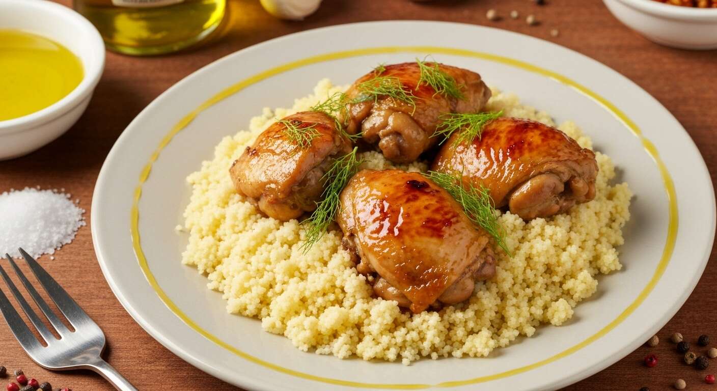 Cocotte de poulet au fenouil et couscous perlé : saveurs du Maghreb