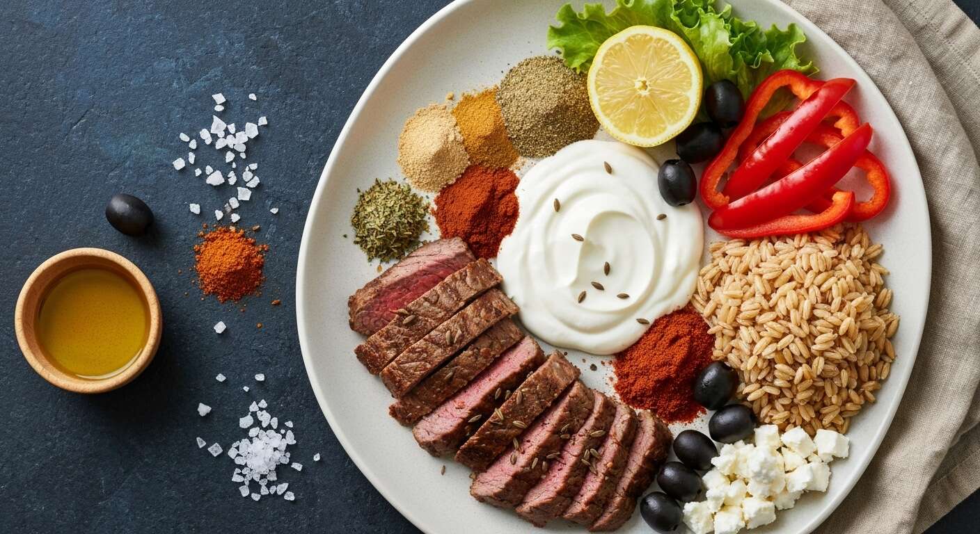 Bœuf Gyros Mariné : recette de Blé et Légumes du Sud