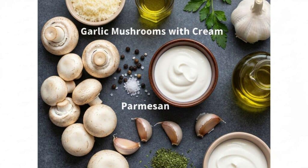 Champignons à l'ail, crème et parmesan : recette savoureuse