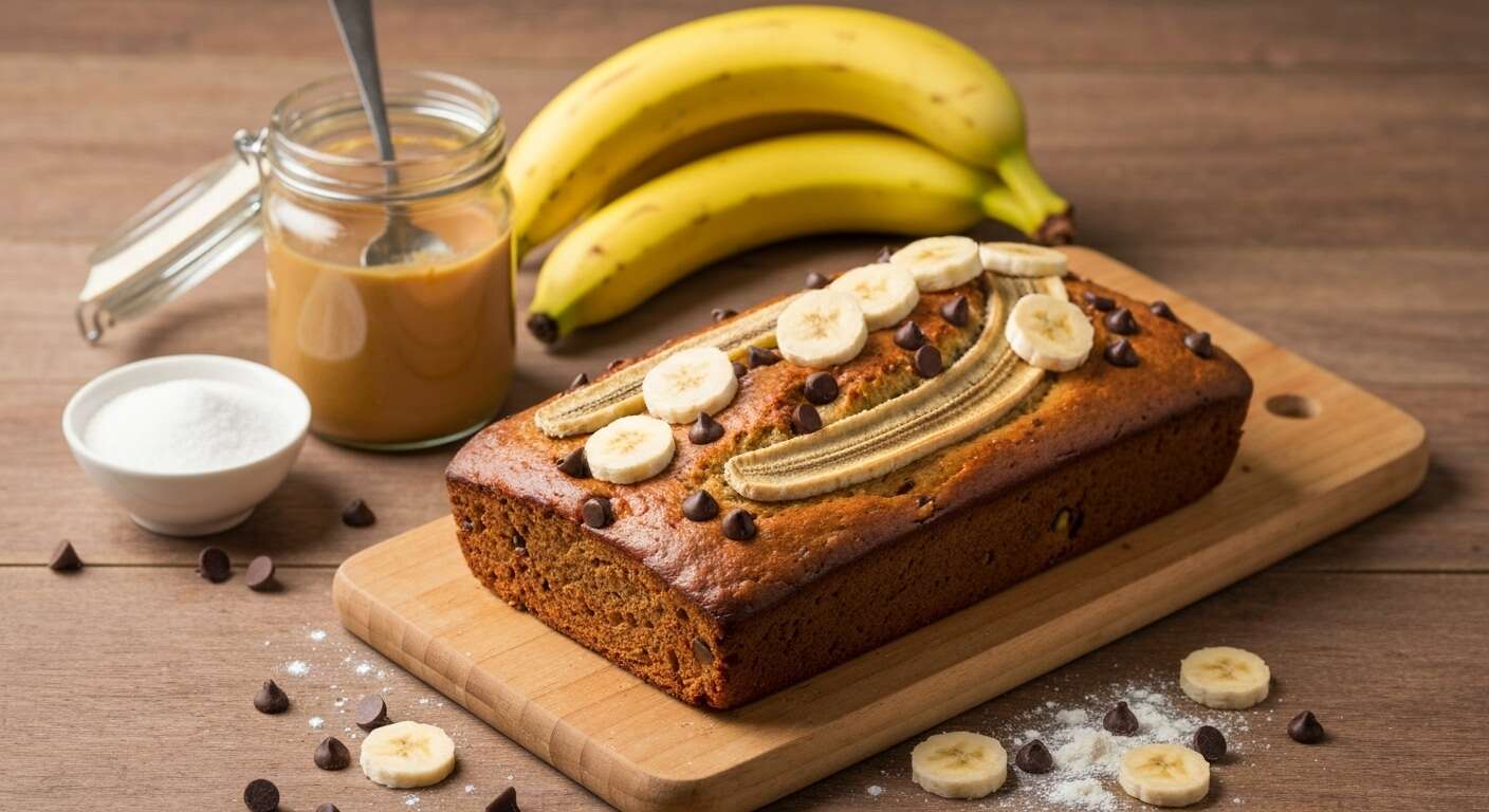 Banana bread au beurre de cacahuètes et chocolat : la recette gourmande