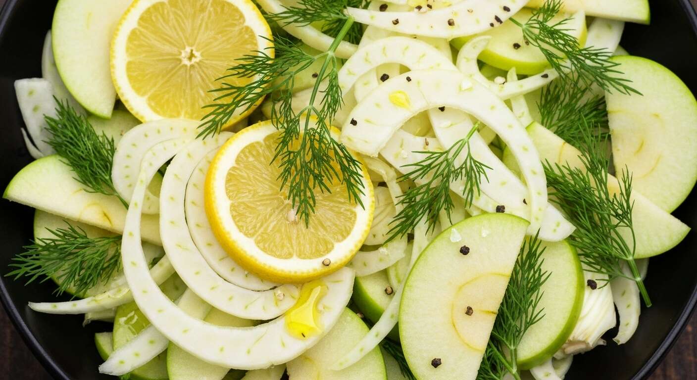 Salade fraîche fenouil, pomme verte et aneth : recette rafraîchissante
