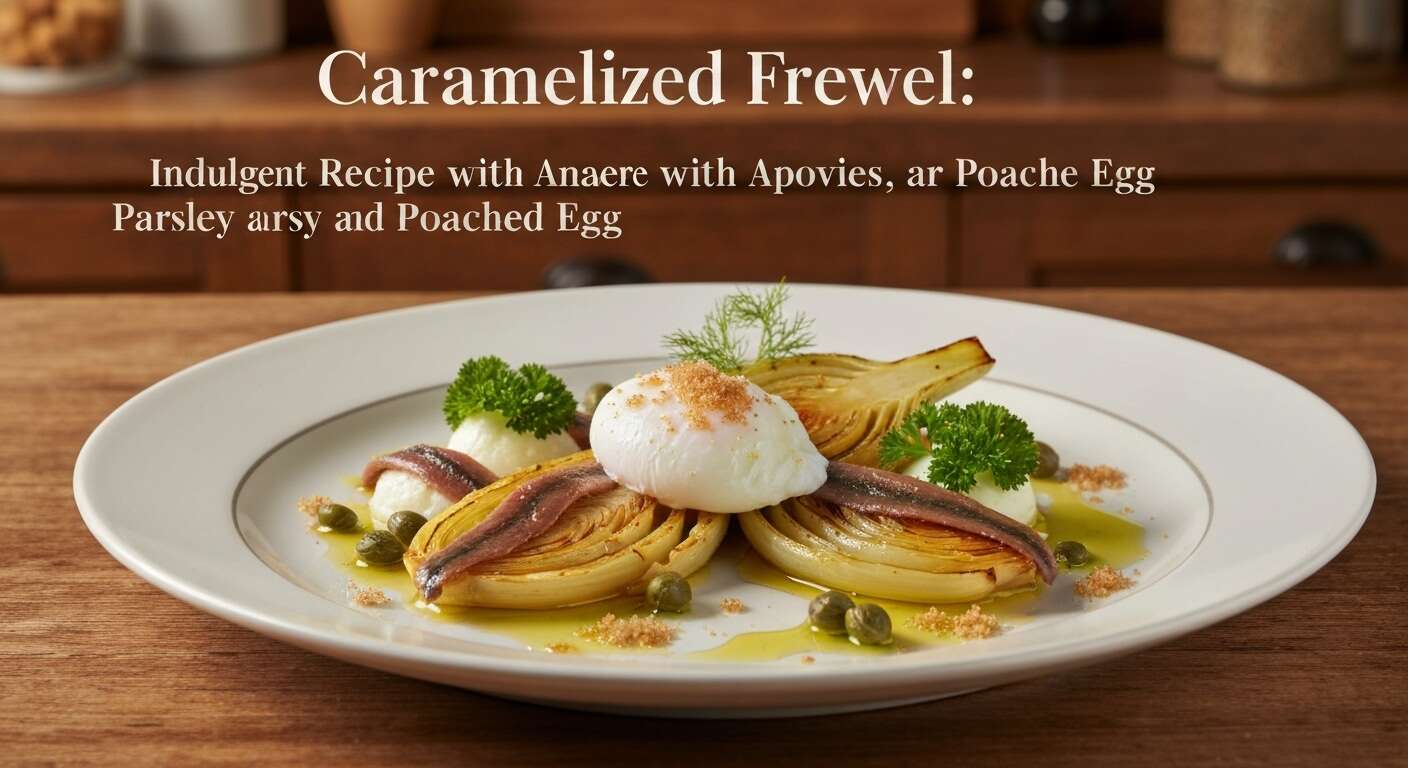 Fenouil caramélisé : recette gourmande à l'anchois, câpres, persil et œuf poché