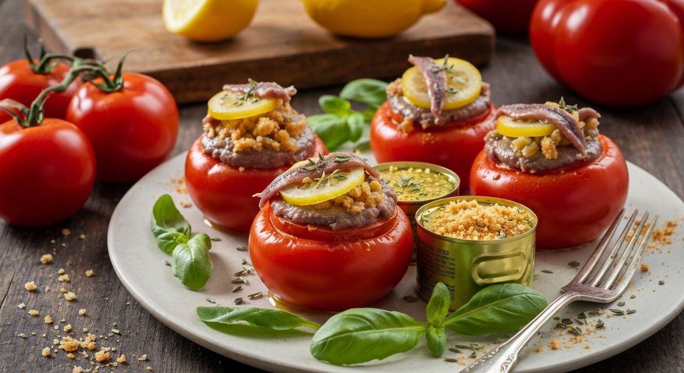 Tomates farcies à l'anchoïade et citron confit : recette savoureuse