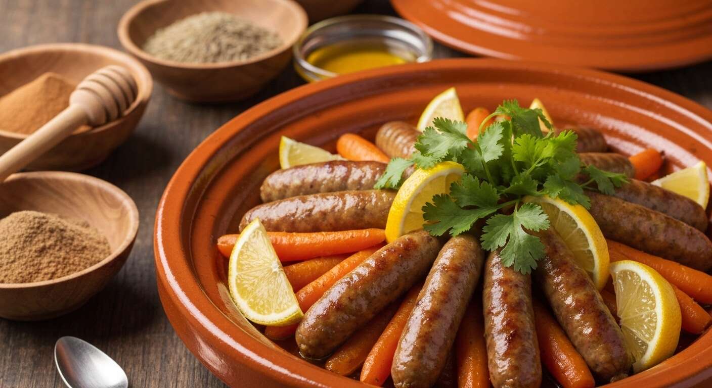 Tajine carottes, merguez et agrumes : recette savoureuse