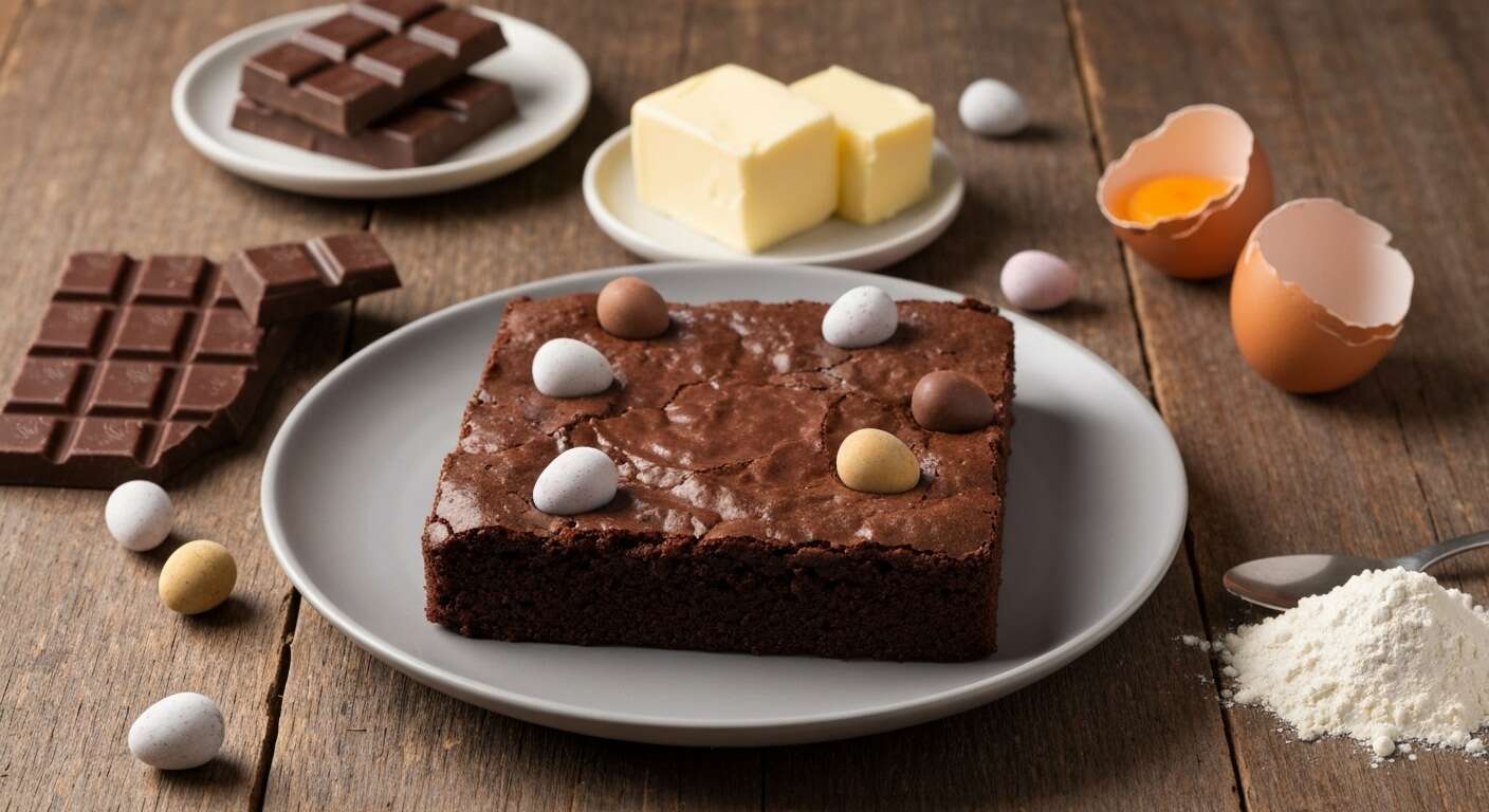 Brownie fondant de Pâques aux mini œufs en chocolat