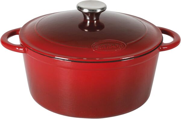 Sitram 710841 Cocotte 9 L Fonte d'acier émaillée Forme ovale,Rouge/Crème, 36 x 28 x 14 cm
