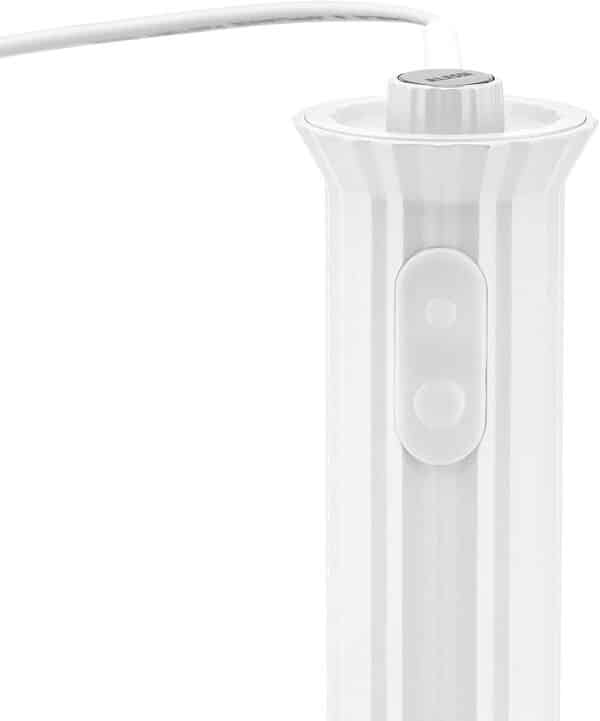 Alessi Plissé MDL10S W - Mixeur Plongeant Design avec Bécher Gradué, Fouet et Broyeur, en Résine Thermoplastique, Prise Européenne 500W, Blanc